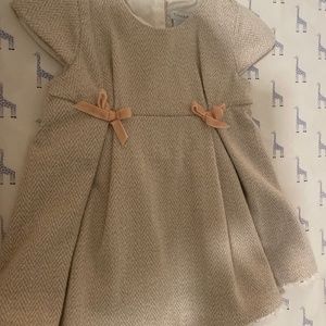Tahari gold herringbone with velvet ribbons